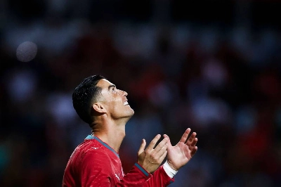 Portugal's forward Cristiano Ronaldo reacts during the international friendly against Nigeria at Magalhaes Pessoa Stadium in Leiria, on June 10, 2026. (AFP) Portugal's forward Cristiano Ronaldo reacts during the international friendly against Nigeria at Magalhaes Pessoa Stadium in Leiria, on June 10, 2026. (AFP)