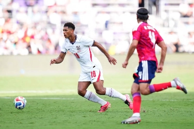 Jude Bellingham of England runs with the ball during the International friendly against Costa Rica at Inter&Co Stadium on June 10, 2026 in Orlando, Florida. (AFP) Jude Bellingham of England runs with the ball during the International friendly against Costa Rica at Inter&Co Stadium on June 10, 2026 in Orlando, Florida. (AFP)