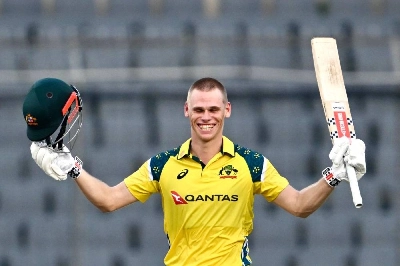 Australia's Cooper Connolly celebrates after scoring a century (100 runs) during the third one-day international against Bangladesh at the Sher-e-Bangla National Stadium in Dhaka on June 14, 2026. (AFP) Australia's Cooper Connolly celebrates after scoring a century (100 runs) during the third one-day international against Bangladesh at the Sher-e-Bangla National Stadium in Dhaka on June 14, 2026. (AFP)