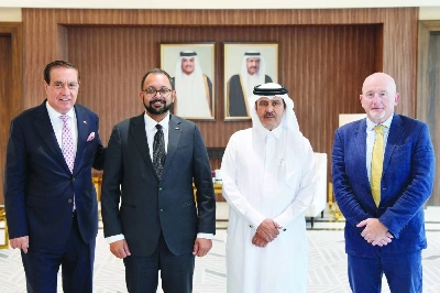 Qatar Chamber second vice-chairman Rashid bin Hamad al-Athba and British ambassador Neerav Patel during a meeting held at the chamber's Lusail headquarters on Sunday. Ian Mason, director of Business and Trade at the British Embassy, and Emad Turkman, chairman of the British Chamber of Commerce in Qatar, were also present during the meeting. Qatar Chamber second vice-chairman Rashid bin Hamad al-Athba and British ambassador Neerav Patel during a meeting held at the chamber's Lusail headquarters on Sunday. Ian Mason, director of Business and Trade at the British Embassy, and Emad Turkman, chairman of the British Chamber of Commerce in Qatar, were also present during the meeting.