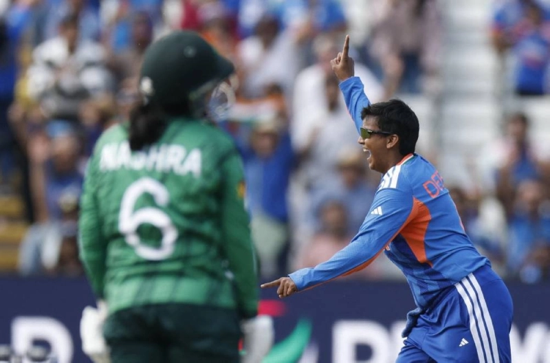India's Deepti Sharma celebrates after taking the wicket of Pakistan's Nashra Sundhu to win the ICC Women's T20 World Cup 2026 match at Edgbaston Cricket Ground, Birmingham, Britain, on June 14, 2026. (Reuters) India's Deepti Sharma celebrates after taking the wicket of Pakistan's Nashra Sundhu to win the ICC Women's T20 World Cup 2026 match at Edgbaston Cricket Ground, Birmingham, Britain, on June 14, 2026. (Reuters)