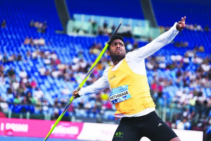 Sri Lanka's Rumesh Tharanga Pathirage threw a national record of 92.62m to win the Diamond League meeting in Rome on June 4. Sri Lanka's Rumesh Tharanga Pathirage threw a national record of 92.62m to win the Diamond League meeting in Rome on June 4.