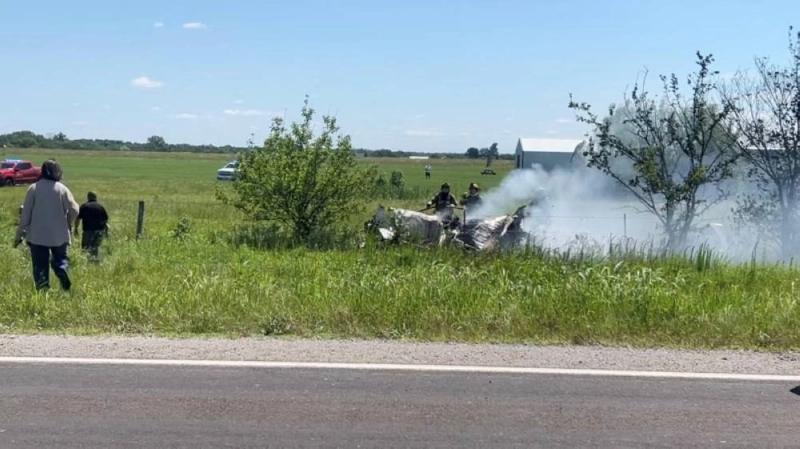 Firefighters work on the site of an aircraft crash in Butler, Missouri, US, June 14, 2026, in this still image taken from a video. REUTERS Firefighters work on the site of an aircraft crash in Butler, Missouri, US, June 14, 2026, in this still image taken from a video. REUTERS