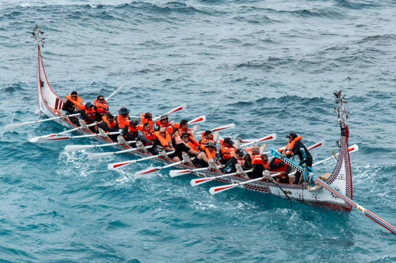 The Tao (Yami) indigenous rowers paddle a traditional wooden canoe called Ovayan (Golden Friendship) during its voyage to Philippines' Batanes Islands, along the coastline at Orchid island (or Lanyu island). (AFP) The Tao (Yami) indigenous rowers paddle a traditional wooden canoe called Ovayan (Golden Friendship) during its voyage to Philippines' Batanes Islands, along the coastline at Orchid island (or Lanyu island). (AFP)