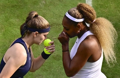 USA’s Serena Williams confers with Czech Republic's Karolina Muchova as they play against New Zealand's Erin Routliffe and Mexico's Giuliana Olmos during the women's doubles round of 16 match at the Berlin Open in Berlin on June 16, 2026. (AFP) USA’s Serena Williams confers with Czech Republic's Karolina Muchova as they play against New Zealand's Erin Routliffe and Mexico's Giuliana Olmos during the women's doubles round of 16 match at the Berlin Open in Berlin on June 16, 2026. (AFP)