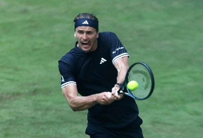 Germany's Alexander Zverev in action during his round of 32 match against Czech Republic's Vit Kopriva at the Halle Open at OWL Arena, Halle, Germany, on June 16, 2026. (Reuters) Germany's Alexander Zverev in action during his round of 32 match against Czech Republic's Vit Kopriva at the Halle Open at OWL Arena, Halle, Germany, on June 16, 2026. (Reuters)