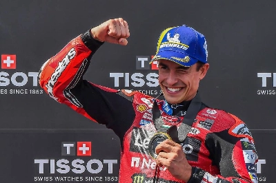 Team Ducati’s Marc Marquez celebrates winning the Sprint at the Balaton Park Circuit in Balatonfokajar, Hungary, on June 6, 2026. (AFP) Team Ducati’s Marc Marquez celebrates winning the Sprint at the Balaton Park Circuit in Balatonfokajar, Hungary, on June 6, 2026. (AFP)