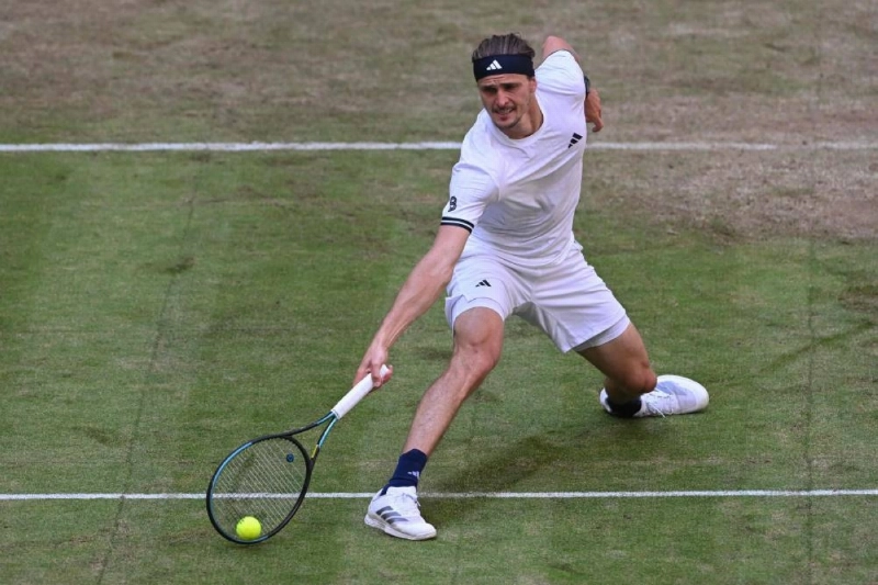 Germany's Alexander Zverev returns the ball to compatriot Yannick Hanfmann during their Halle Open match on June 18, 2026. (AFP) Germany's Alexander Zverev returns the ball to compatriot Yannick Hanfmann during their Halle Open match on June 18, 2026. (AFP)