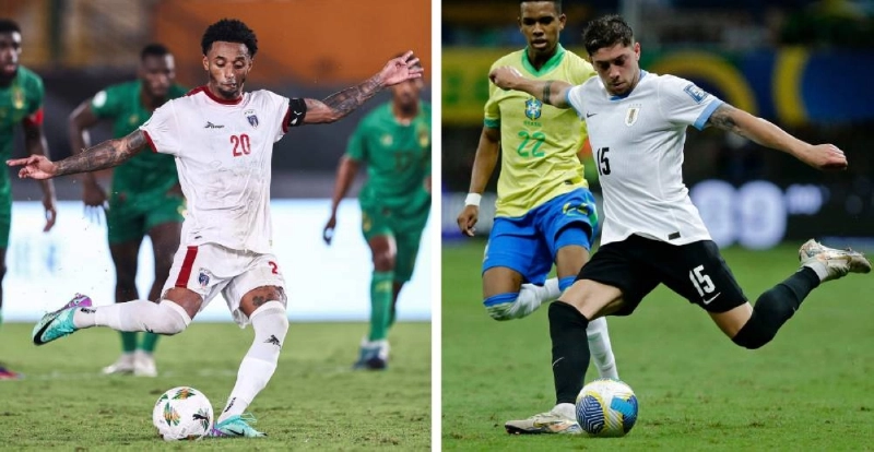 This combination of file photos shows Cape Verde's forward Ryan Mendes in Abidjan on January 29, 2024 (left); and Uruguay's midfielder Federico Valverde in Salvador on November 19, 2024. Uruguay and Cape Verde will meet in 2026 World Cup Group H match at the Miami Stadium in Miami Gardens on June 21, 2026. (AFP) This combination of file photos shows Cape Verde's forward Ryan Mendes in Abidjan on January 29, 2024 (left); and Uruguay's midfielder Federico Valverde in Salvador on November 19, 2024. Uruguay and Cape Verde will meet in 2026 World Cup Group H match at the Miami Stadium in Miami Gardens on June 21, 2026. (AFP)