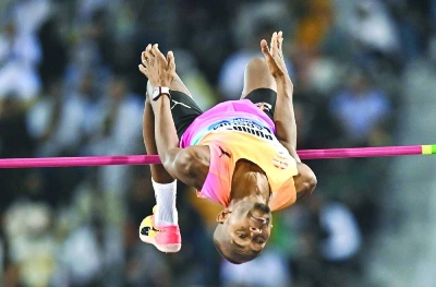 Qatar's former Olympic champion Mutaz Essa Barshim was second in the high jump at the Doha Diamond League at Qatar Sports Club yesterday. PICTURES: Noushad Thekkayil Qatar's former Olympic champion Mutaz Essa Barshim was second in the high jump at the Doha Diamond League at Qatar Sports Club yesterday. PICTURES: Noushad Thekkayil