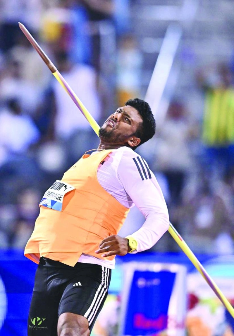 Sri Lanka's Rumesh Tharanga Pathirage beat a heavyweight javelin field at the Doha Diamond League. Sri Lanka's Rumesh Tharanga Pathirage beat a heavyweight javelin field at the Doha Diamond League.