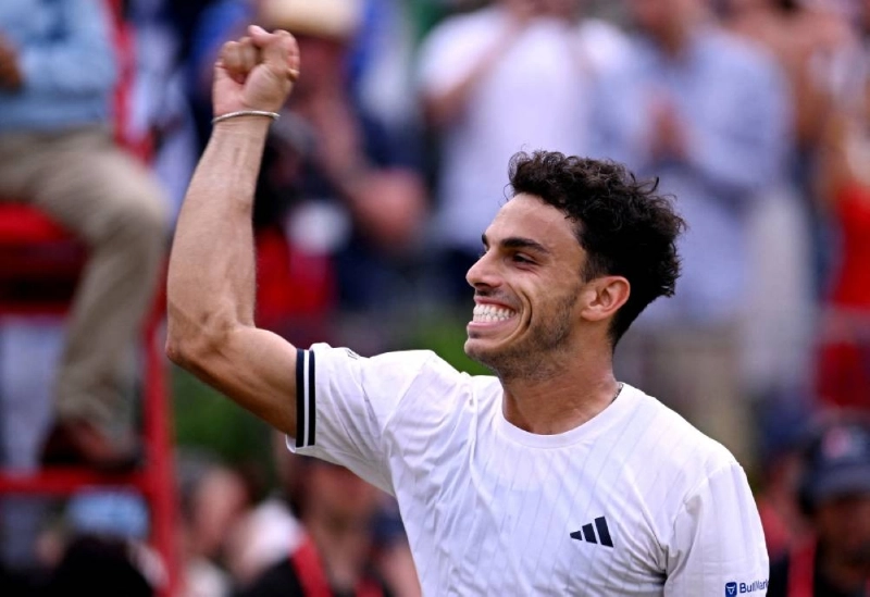 Argentina's Francisco Cerundolo celebrates winning his semi-final match against Brandon Nakashima of the US at Queen's Club, London, Britain, on June 20, 2026. (Reuters) Argentina's Francisco Cerundolo celebrates winning his semi-final match against Brandon Nakashima of the US at Queen's Club, London, Britain, on June 20, 2026. (Reuters)