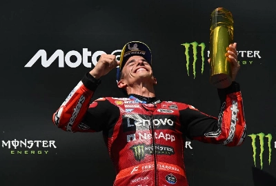 Team Ducati’s Marc Marquez celebrates on the podium after winning the Grand Prix of Czechia in Brno, Czech Republic, on June 21, 2026. (AFP) Team Ducati’s Marc Marquez celebrates on the podium after winning the Grand Prix of Czechia in Brno, Czech Republic, on June 21, 2026. (AFP)