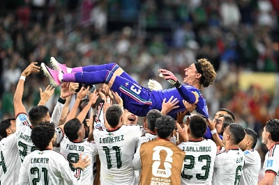 Mexico's players lift up goalkeeper Guillermo Ochoa after winning the World Cup Group A match against the Czech Republic in Mexico City on June 24, 2026. (AFP) Mexico's players lift up goalkeeper Guillermo Ochoa after winning the World Cup Group A match against the Czech Republic in Mexico City on June 24, 2026. (AFP)