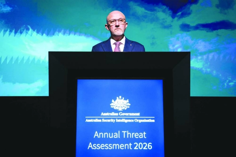 Director-General of the Australian Security Intelligence Organisation Mike Burgess prepares to speak at the ASIO headquarters in Canberra. (AFP)
Director-General of the Australian Security Intelligence Organisation Mike Burgess prepares to speak at the ASIO headquarters in Canberra. (AFP)