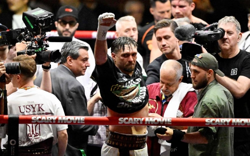 Ukraine’s Oleksandr Usyk reacts after defeating Netherlands’ Rico Verhoeven by TKO during their WBC World Heavyweight Championship 'Glory in Giza' boxing match at the Pyramids of Giza on May 23, 2026. (AFP) Ukraine’s Oleksandr Usyk reacts after defeating Netherlands’ Rico Verhoeven by TKO during their WBC World Heavyweight Championship 'Glory in Giza' boxing match at the Pyramids of Giza on May 23, 2026. (AFP)