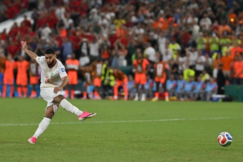 Morocco’s midfielder Ismael Saibari shoots and scores his penalty in the shootout during the 2026 World Cup round of 32 match against the Netherlands at the Monterrey Stadium in Guadalupe on June 29, 2026. (AFP) Morocco’s midfielder Ismael Saibari shoots and scores his penalty in the shootout during the 2026 World Cup round of 32 match against the Netherlands at the Monterrey Stadium in Guadalupe on June 29, 2026. (AFP)