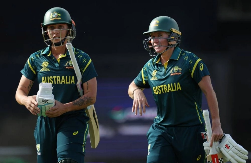 Australia's Ashleigh Gardner and Beth Mooney celebrate after the ICC Women's T20 World Cup 2026 semi-final against the West Indies at the Oval, London, Britain, on June 30, 2026. (AFP) Australia's Ashleigh Gardner and Beth Mooney celebrate after the ICC Women's T20 World Cup 2026 semi-final against the West Indies at the Oval, London, Britain, on June 30, 2026. (AFP)