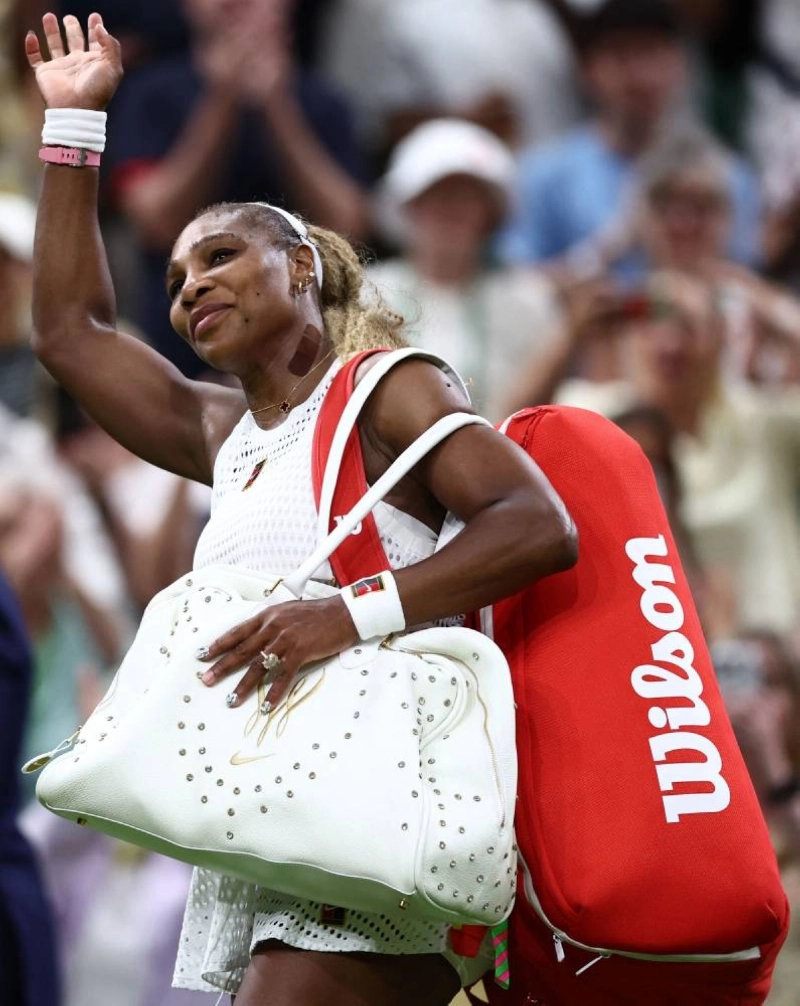 US player Serena Williams waves as he leaves the court after being defeated by Australia's Maya Joint during their women's singles first round tennis match on the second day of the 2026 Wimbledon Championships. (AFP) US player Serena Williams waves as he leaves the court after being defeated by Australia's Maya Joint during their women's singles first round tennis match on the second day of the 2026 Wimbledon Championships. (AFP)