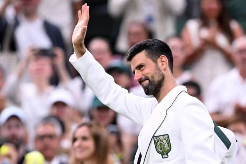 Serbia’s Novak Djokovic waves as he leaves the court after winning against Greece’s Stefanos Tsitsipas in their second round match on the third day of the 2026 Wimbledon Championships at The All England Lawn Tennis and Croquet Club in Wimbledon, southwest London, on July 1, 2026. (AFP) Serbia’s Novak Djokovic waves as he leaves the court after winning against Greece’s Stefanos Tsitsipas in their second round match on the third day of the 2026 Wimbledon Championships at The All England Lawn Tennis and Croquet Club in Wimbledon, southwest London, on July 1, 2026. (AFP)
