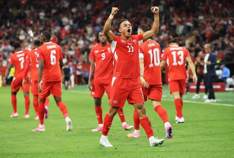 Dan Ndoye of Switzerland celebrates scoring his team's second goal during the FIFA World Cup 2026 Round of 32 match against Algeria at BC Place Vancouver on July 02, 2026 in Vancouver, British Columbia. (AFP) Dan Ndoye of Switzerland celebrates scoring his team's second goal during the FIFA World Cup 2026 Round of 32 match against Algeria at BC Place Vancouver on July 02, 2026 in Vancouver, British Columbia. (AFP)