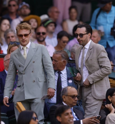 Actor Ben Hardy arrives at the Royal Box ahead of the third-round match between Serbia's Novak Djokovic and France's Arthur Rinderknech at Wimbledon on Friday. (Reuters) Actor Ben Hardy arrives at the Royal Box ahead of the third-round match between Serbia's Novak Djokovic and France's Arthur Rinderknech at Wimbledon on Friday. (Reuters)