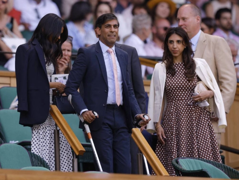 Former Prime Minister of the United Kingdom Rishi Sunak and his wife Akshata Murty arrive at the Royal Box. (Reuters) Former Prime Minister of the United Kingdom Rishi Sunak and his wife Akshata Murty arrive at the Royal Box. (Reuters)