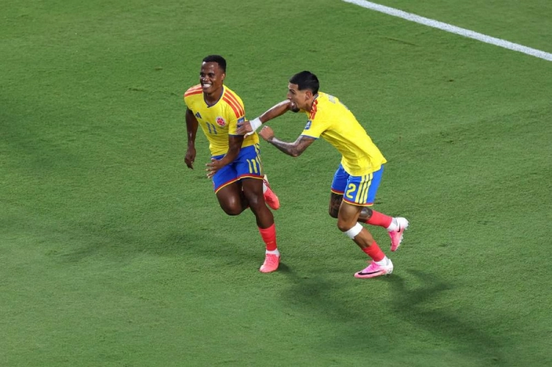Jhon Arias (left) of Colombia celebrates with Daniel Munoz after scoring a goal during the FIFA World Cup 2026 Round of 32 match against Ghana at Kansas City Stadium on July 03, 2026 in Kansas City, Missouri. (AFP) Jhon Arias (left) of Colombia celebrates with Daniel Munoz after scoring a goal during the FIFA World Cup 2026 Round of 32 match against Ghana at Kansas City Stadium on July 03, 2026 in Kansas City, Missouri. (AFP)