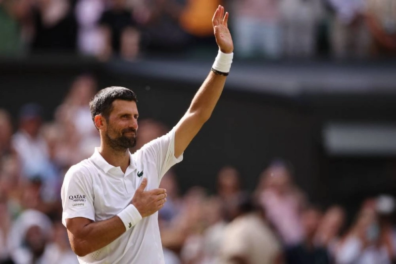 Serbia's Novak Djokovic celebrates beating Russia's Roman Safiullin during their round of 16 match on the seventh day of the 2026 Wimbledon Championships at The All England Lawn Tennis and Croquet Club in Wimbledon, southwest London, on July 5, 2026. (AFP) Serbia's Novak Djokovic celebrates beating Russia's Roman Safiullin during their round of 16 match on the seventh day of the 2026 Wimbledon Championships at The All England Lawn Tennis and Croquet Club in Wimbledon, southwest London, on July 5, 2026. (AFP)