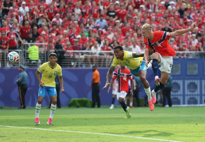 Erling Haaland of Norway scores his team's first goal during the FIFA World Cup 2026 Round of 16 match against Brazil at New York New Jersey Stadium on July 05, 2026 in East Rutherford, New Jersey. (AFP) Erling Haaland of Norway scores his team's first goal during the FIFA World Cup 2026 Round of 16 match against Brazil at New York New Jersey Stadium on July 05, 2026 in East Rutherford, New Jersey. (AFP)