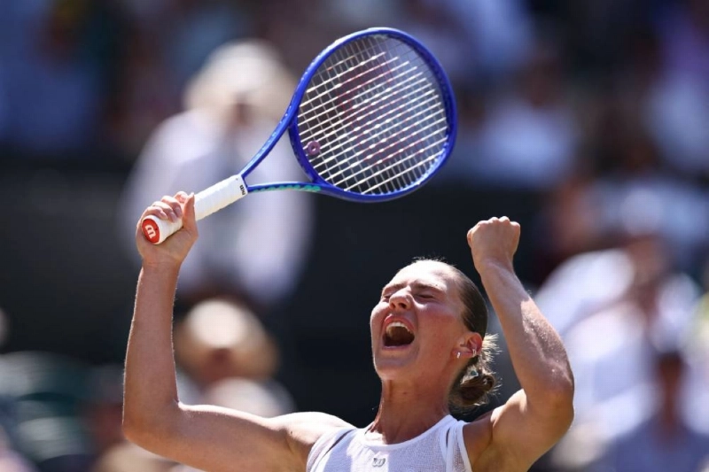 Ukraine's Marta Kostyuk celebrates winning against Italy's Jasmine Paolini in their quarter-final on the tenth day of the 2026 Wimbledon Championships at The All England Lawn Tennis and Croquet Club in Wimbledon, southwest London, on July 8, 2026. (AFP) Ukraine's Marta Kostyuk celebrates winning against Italy's Jasmine Paolini in their quarter-final on the tenth day of the 2026 Wimbledon Championships at The All England Lawn Tennis and Croquet Club in Wimbledon, southwest London, on July 8, 2026. (AFP)