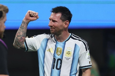 Argentina's forward Lionel Messi has tears in his eyes as celebrates winning the World Cup round of 16 match against Egypt at Atlanta Stadium in Atlanta on July 7, 2026. (AFP) Argentina's forward Lionel Messi has tears in his eyes as celebrates winning the World Cup round of 16 match against Egypt at Atlanta Stadium in Atlanta on July 7, 2026. (AFP)
