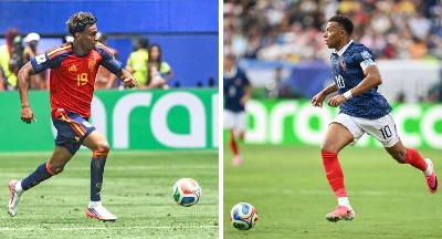 This combination of photos show Spain's forward Lamine Yamal in Inglewood on July 10, 2026 (left); and France's forward Kylian Mbappe in East Rutherford on June 30, 2026. France and Spain will meet in a World Cup semi-final at the Dallas Stadium in Arlington on July 14, 2026. (AFP) This combination of photos show Spain's forward Lamine Yamal in Inglewood on July 10, 2026 (left); and France's forward Kylian Mbappe in East Rutherford on June 30, 2026. France and Spain will meet in a World Cup semi-final at the Dallas Stadium in Arlington on July 14, 2026. (AFP)