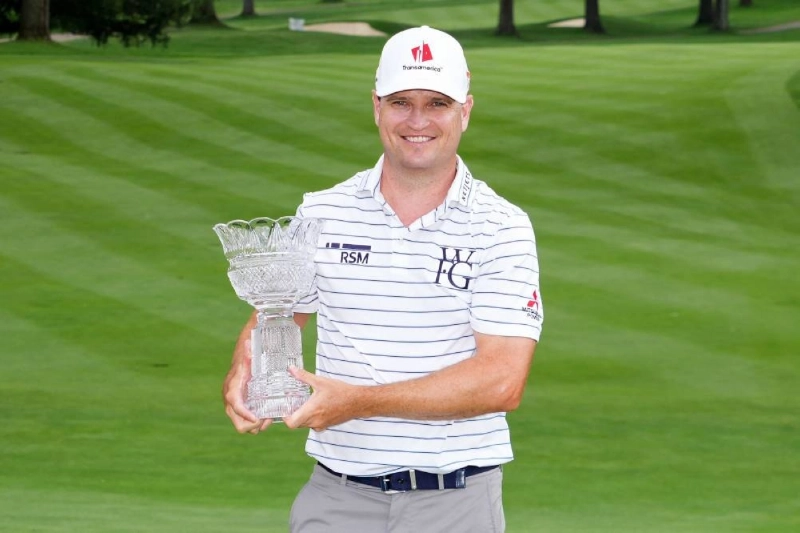 Zach Johnson of the United States poses with the trophy after winning the Kaulig Companies Championship 2026 at Firestone Country Club on July 12, 2026 in Akron, Ohio. (AFP) Zach Johnson of the United States poses with the trophy after winning the Kaulig Companies Championship 2026 at Firestone Country Club on July 12, 2026 in Akron, Ohio. (AFP)