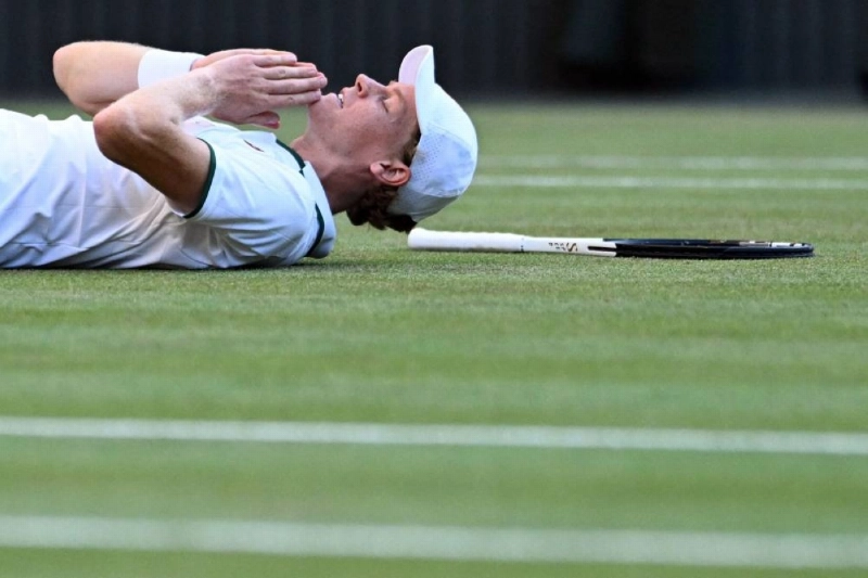 Italy's Jannik Sinner reacts to beating Germany's Alexander Zverev during the Wimbledon final at The All England Lawn Tennis and Croquet Club in Wimbledon, southwest London, on July 12, 2026. (AFP) Italy's Jannik Sinner reacts to beating Germany's Alexander Zverev during the Wimbledon final at The All England Lawn Tennis and Croquet Club in Wimbledon, southwest London, on July 12, 2026. (AFP)