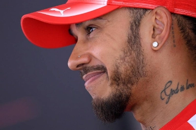 Ferrari's British driver Lewis Hamilton talks to the media in the paddock of the Spa-Francorchamps circuit, three days ahead of the Belgian Formula 1 Grand Prix, on July 16, 2026. (AFP) Ferrari's British driver Lewis Hamilton talks to the media in the paddock of the Spa-Francorchamps circuit, three days ahead of the Belgian Formula 1 Grand Prix, on July 16, 2026. (AFP)