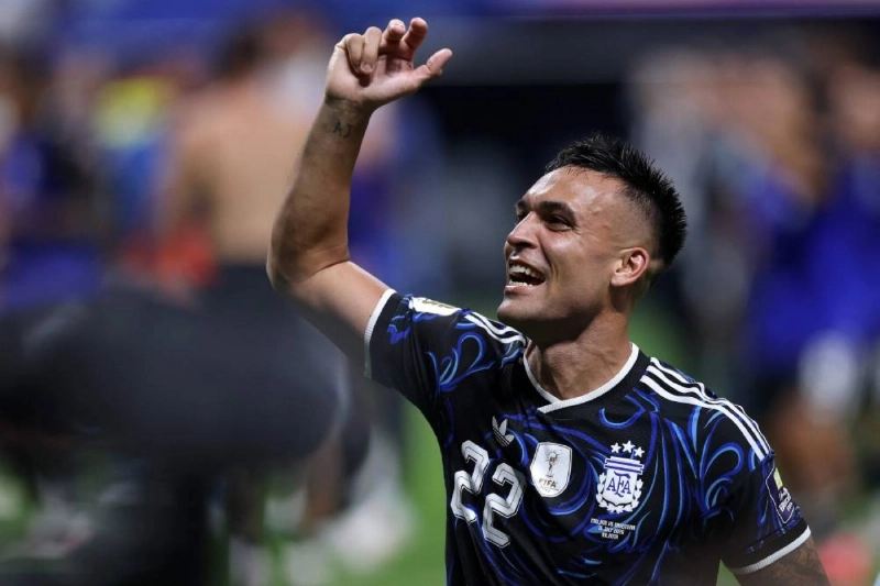 Lautaro Martinez of Argentina celebrates after their win over England in the World Cup semi-final in Atlanta. (AFP) Lautaro Martinez of Argentina celebrates after their win over England in the World Cup semi-final in Atlanta. (AFP)