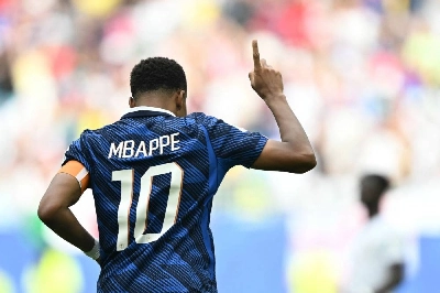 France's forward Kylian Mbappe celebrates scoring his team's first goal during the World Cup third-place match against England at the Miami Stadium in Miami on July 18, 2026. (AFP) France's forward Kylian Mbappe celebrates scoring his team's first goal during the World Cup third-place match against England at the Miami Stadium in Miami on July 18, 2026. (AFP)