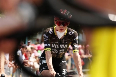 Team Visma | Lease a Bike's Jonas Vingegaard before the start of stage 15 a the Tour de France in Champagnole, France, on July 19, 2026. (Reuters) Team Visma | Lease a Bike's Jonas Vingegaard before the start of stage 15 a the Tour de France in Champagnole, France, on July 19, 2026. (Reuters)