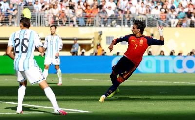 Spain's Ferran Torres scores a goal during the FIFA World Cup 2026 final against Argentina at New Jersey Stadium, East Rutherford, New Jersey, U.S. on July 19, 2026. (Reuters) Spain's Ferran Torres scores a goal during the FIFA World Cup 2026 final against Argentina at New Jersey Stadium, East Rutherford, New Jersey, U.S. on July 19, 2026. (Reuters)