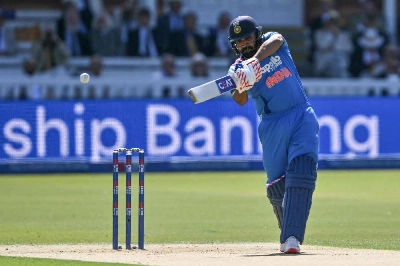 India's Rohit Sharma plays a shot during the third ODI against England at Lord's cricket ground in London on July 19, 2026. (AFP) India's Rohit Sharma plays a shot during the third ODI against England at Lord's cricket ground in London on July 19, 2026. (AFP)