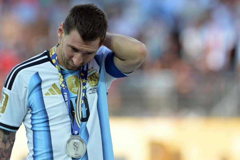 Argentina's forward Lionel Messi reacts after he was handed a silver medal during the award ceremony of the 2026 World Cup at the New York/New Jersey Stadium in East Rutherford on July 19, 2026. (AFP) Argentina's forward Lionel Messi reacts after he was handed a silver medal during the award ceremony of the 2026 World Cup at the New York/New Jersey Stadium in East Rutherford on July 19, 2026. (AFP)