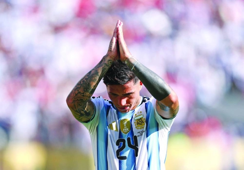 Enzo Fernandez of Argentina reacts as he walks off the pitch after receiving a red card during the FIFA World Cup against Spain at New York New Jersey Stadium on July 19, 2026 in East Rutherford, New Jersey. (AFP) Enzo Fernandez of Argentina reacts as he walks off the pitch after receiving a red card during the FIFA World Cup against Spain at New York New Jersey Stadium on July 19, 2026 in East Rutherford, New Jersey. (AFP)