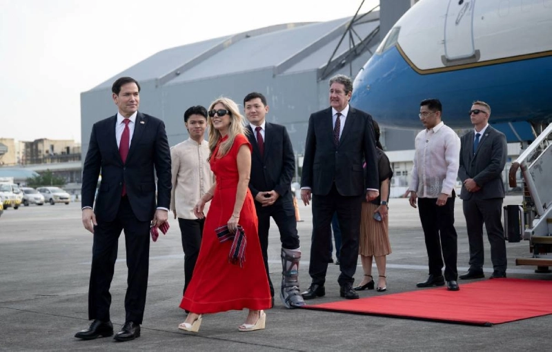 US Secretary of State Marco Rubio and his wife Jeanette Dousdebes Rubio arrive ahead of the Association of Southeast Asian Nations (ASEAN) Foreign Ministers' Meeting, at Ninoy Aquino International Airport in Manila, Philippines, July 21, 2026. Brendan Smialowski/Pool via REUTERS US Secretary of State Marco Rubio and his wife Jeanette Dousdebes Rubio arrive ahead of the Association of Southeast Asian Nations (ASEAN) Foreign Ministers' Meeting, at Ninoy Aquino International Airport in Manila, Philippines, July 21, 2026. Brendan Smialowski/Pool via REUTERS