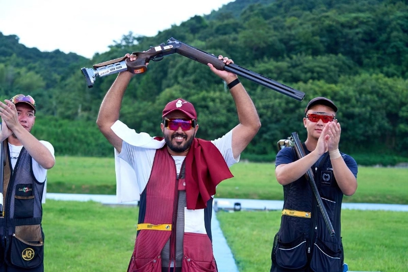 Qatar’s Rashid Saleh al-Athba celebrates after winning skeet gold at the ISSF World Cup in Hangzhou, China, on July 23, 2026. Qatar’s Rashid Saleh al-Athba celebrates after winning skeet gold at the ISSF World Cup in Hangzhou, China, on July 23, 2026.
