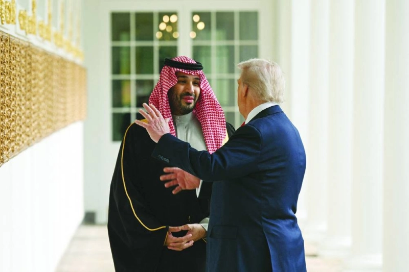 Crown Prince Mohammed bin Salman of Saudi Arabia and President Donald Trump at the White House in Washington, DC. (AFP)
Crown Prince Mohammed bin Salman of Saudi Arabia and President Donald Trump at the White House in Washington, DC. (AFP)