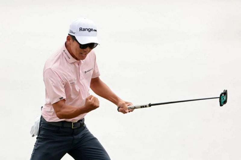 Michael Kim of the United States celebrates after making birdie on the 18th green during the second round of the 3M Open 2026 at TPC Twin Cities on July 24, 2026 in Blaine, Minnesota. (AFP) Michael Kim of the United States celebrates after making birdie on the 18th green during the second round of the 3M Open 2026 at TPC Twin Cities on July 24, 2026 in Blaine, Minnesota. (AFP)