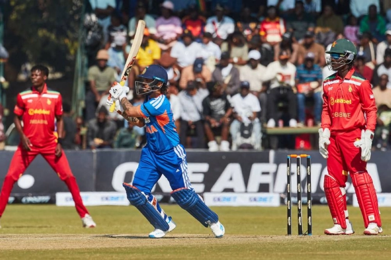 India's Ishan Kishan watches the ball after playing a shot during the second T20I against Zimbabwe at Harare Sports Club in Harare, on July 25, 2026. (AFP) India's Ishan Kishan watches the ball after playing a shot during the second T20I against Zimbabwe at Harare Sports Club in Harare, on July 25, 2026. (AFP)
