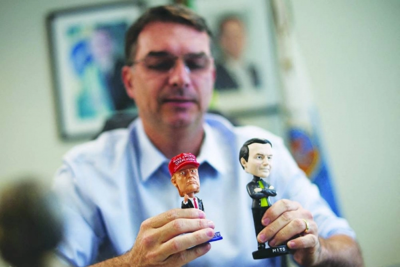Senator Flavio Bolsonaro, son of Brazil's former President Jair Bolsonaro, holds dolls depicting US President Donald Trump and Jair Bolsonaro during an interview with Reuters in Brasilia, Brazil December 19, 2025. REUTERS/File picture Senator Flavio Bolsonaro, son of Brazil's former President Jair Bolsonaro, holds dolls depicting US President Donald Trump and Jair Bolsonaro during an interview with Reuters in Brasilia, Brazil December 19, 2025. REUTERS/File picture