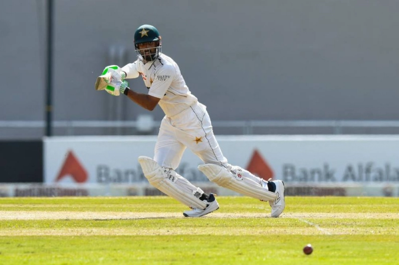 Shan Masood of Pakistan in action during the 2nd day of first Test against West Indies at Brian Lara Cricket Academy in Tarouba, Trinidad and Tobago on July 26, 2026. (AFP) Shan Masood of Pakistan in action during the 2nd day of first Test against West Indies at Brian Lara Cricket Academy in Tarouba, Trinidad and Tobago on July 26, 2026. (AFP)